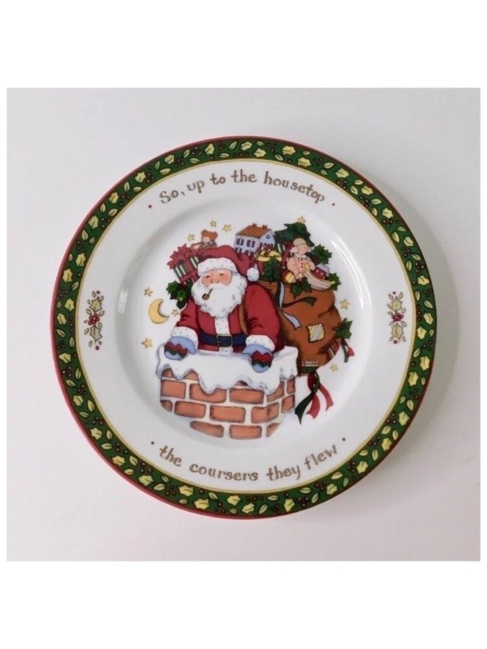 A CHRISTMAS STORY Susan Winget Salad Dessert Plate‎ 8.25” Santa Up On the House